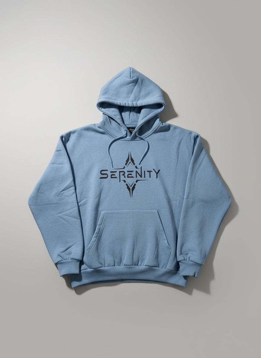 Serenity Minimal Graphic Hoodie – Sky Blue