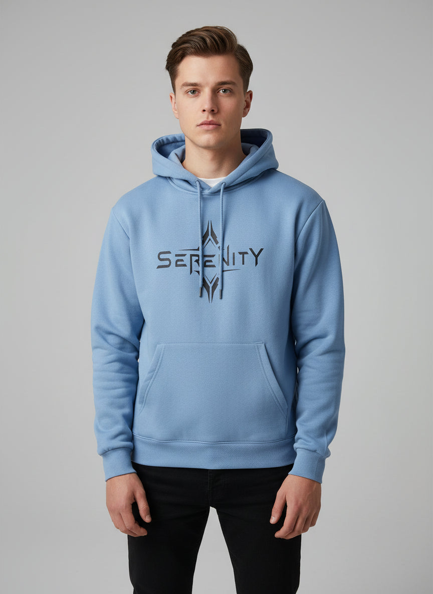 Serenity Minimal Graphic Hoodie – Sky Blue
